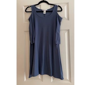 buttery soft blue cold shoulder dress